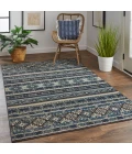 Feizy Nolan Vinatge Style Tribal Kazak Rug, River Blue/Charcoal Gray, 12ft-10in x 15ft