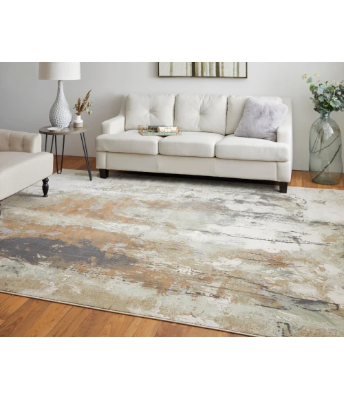 Feizy Clio Industrial Abstract, Orange/Purple/Green, 9' x 12' Area Rug