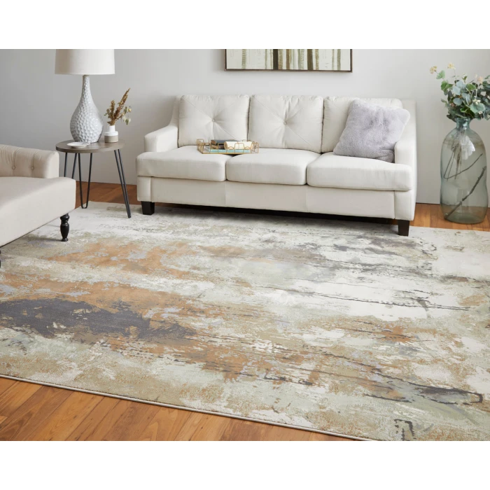 Feizy Clio Industrial Abstract, Orange/Purple/Green, 2'-9" x 7'-10" RUNNER Runner