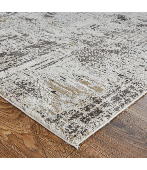 Feizy Vancouver Contemporary Abstract Rug, Ivory/Charcoal Gray, 2'-10" X 7'-10" Area Rug