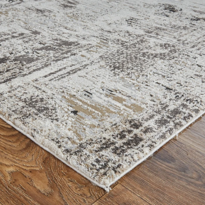 Feizy Vancouver Contemporary Abstract Rug, Ivory/Charcoal Gray, 2'-10" X 7'-10" Area Rug