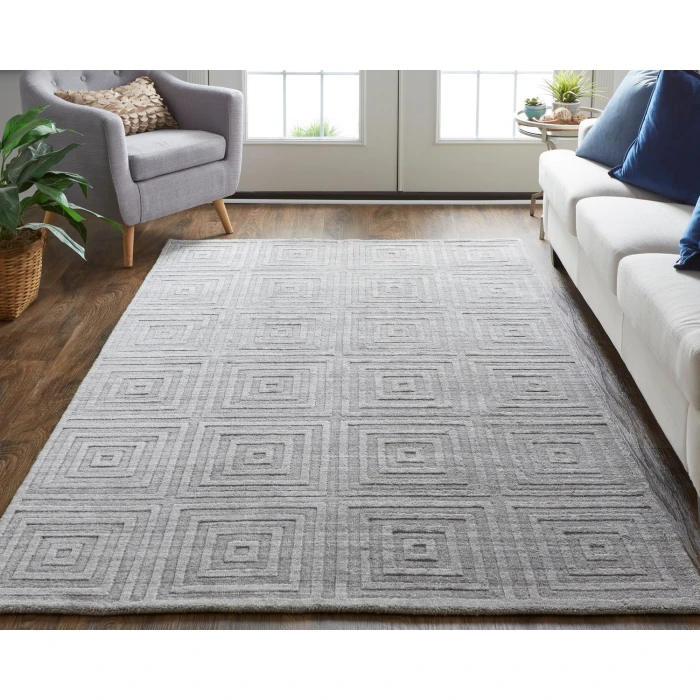Feizy Redford Minimal Viscose Rug, Beige/Gray, 9' x 12' Area Rug