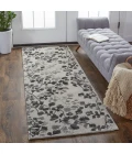 Feizy Bella Casual Floral & Botanical, Gray/Silver/Taupe, 2'-6" x 8' Runner