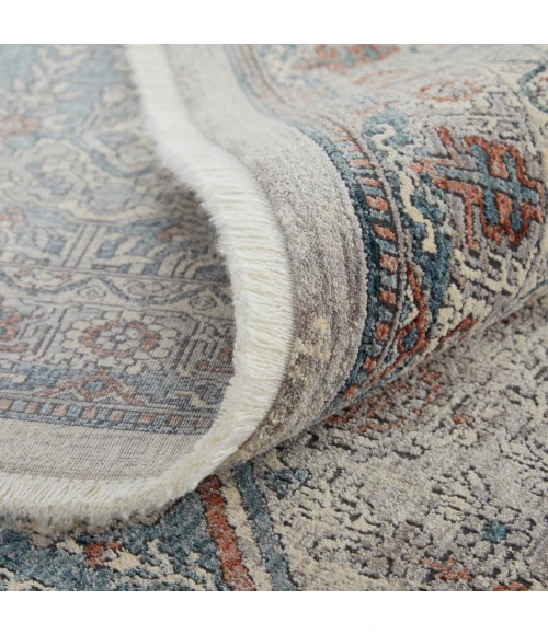 Feizy Marquette Bohemian & Eclectic Medallion, Blue/Ivory, 2'-8" x 10' Runner