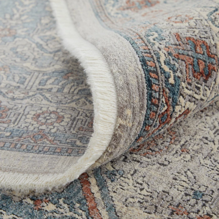 Feizy Marquette Bohemian & Eclectic Medallion, Blue/Ivory, 2'-8" x 8' Runner