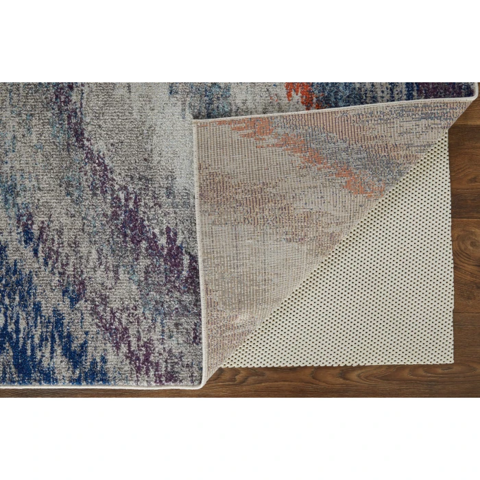 Feizy Edgemont Casual Abstract, Blue/Gray/Orange, 10' x 14' Area Rug