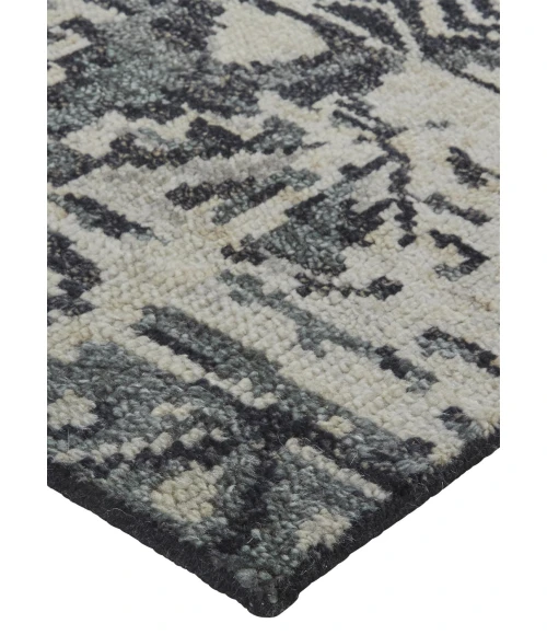 Feizy Palomar Luxe Hand-Knot Area Rug, Charcoal Gray/Light Beige, 7x9in x 9x9in