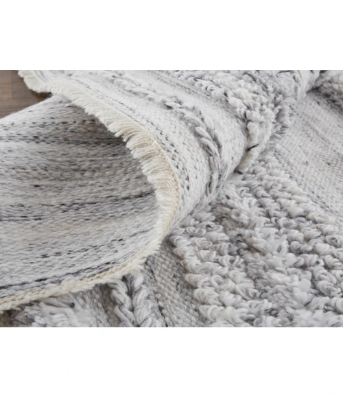 Feizy Alden Contemporary Bohemian Shag Rug, Ivory/Light Gray, 10ft x 14ft Area Rug