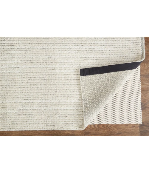 Feizy Alford Minimalist Eyelash Wool Rug, Solid Ivory, 7ft-9in x 9ft-9in Area Rug