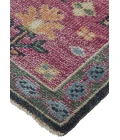 Feizy Piraj Nordic Hand-Knot Wool Rug, Carmine Pink/Indigo, 1ft-6in x 1ft-6in Square