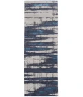 Feizy Indio Industrial Abstract, Ivory/Blue/Gray, 2'-10" x 7'-10" Runner