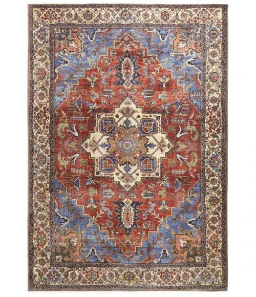 Feizy Percy Vintage Medallion Rug, Rust/Nav Blue/Beige, 5ft-3in x 7ft-6in Area Rug