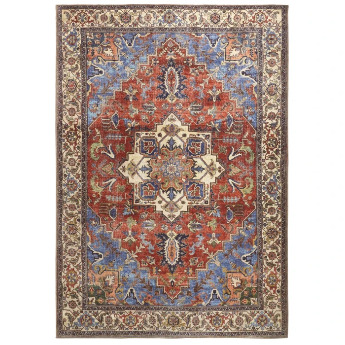 Feizy Percy Vintage Medallion Rug, Rust/Nav Blue/Beige, 5ft-3in x 7ft-6in Area Rug