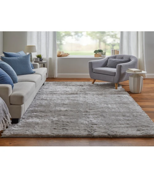 Feizy Indochine Luxury & Glam Solid, Gray/Silver, 8' x 8' Round Rug