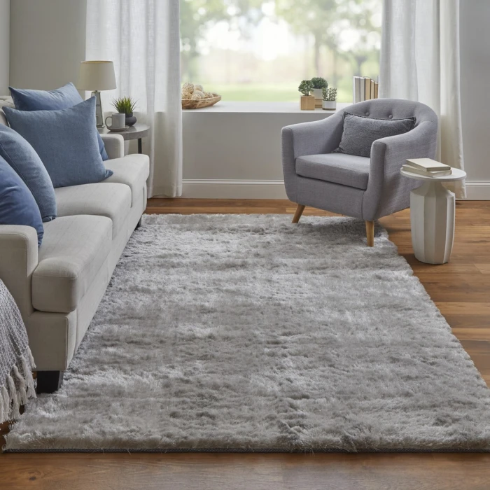 Feizy Indochine Luxury & Glam Solid, Gray/Silver, 8' x 8' Round Rug