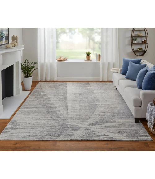 Feizy Brighton Casual Abstract, Ivory/Taupe/Silver, 11'-6" x 15' Area Rug