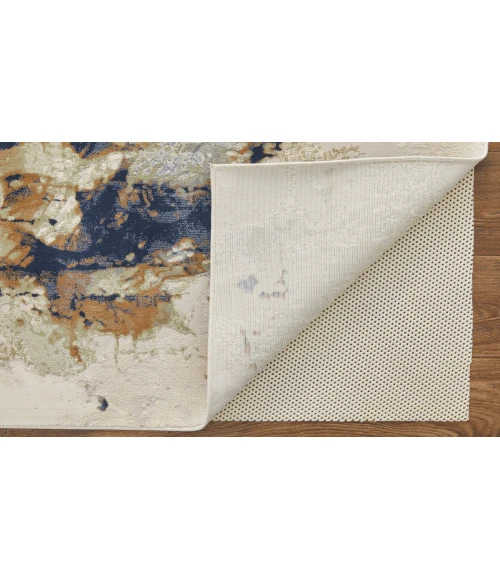 Feizy Clio Industrial Abstract, Blue/Orange/Ivory, 2'-9" x 7'-10" RUNNER Runner