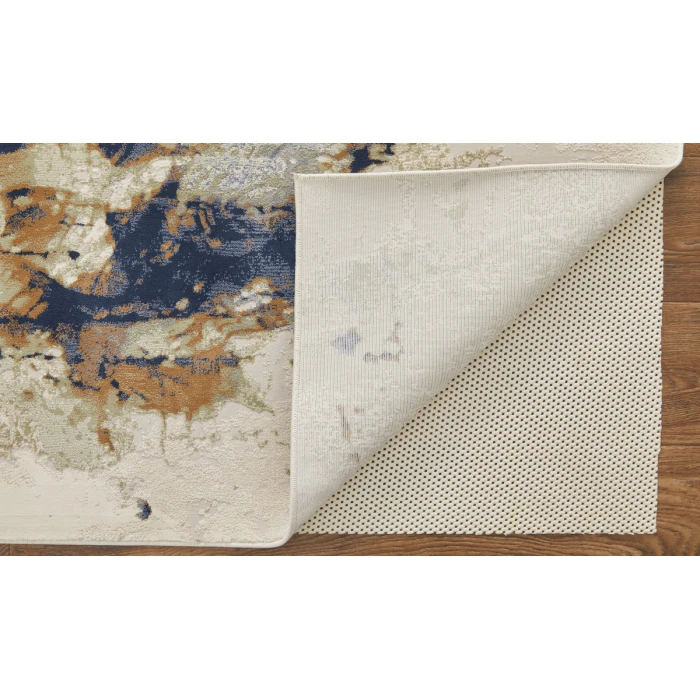 Feizy Clio Industrial Abstract, Blue/Orange/Ivory, 2'-9" x 7'-10" RUNNER Runner