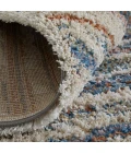 Feizy Mynka Casual Stripes, Ivory/Blue/Orange, 7'-11" x 10' Area Rug