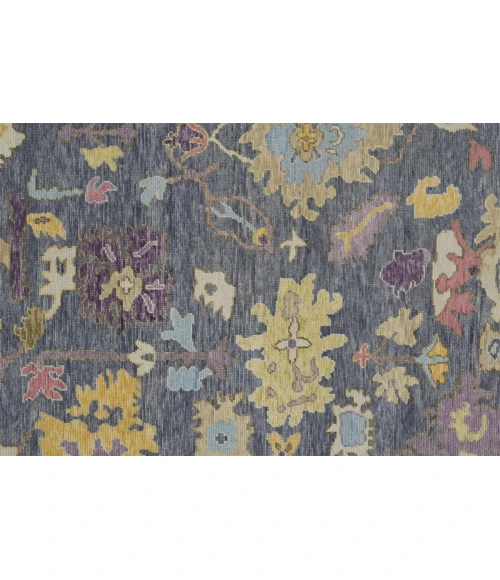 Feizy Karina Hand-Knotted Botanical Area Rug, Blue/Wheat Beige, 7ft-9in x 9ft-9in
