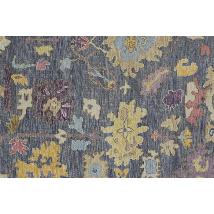 Feizy Karina Hand-Knotted Botanical Accent Rug, Blue/Wheat Beige, 3ft-6in x 5ft-6in