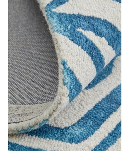 Feizy Lorrain Bohemian & Eclectic Abstract, Blue/Ivory, 10' x 10' Round Rug