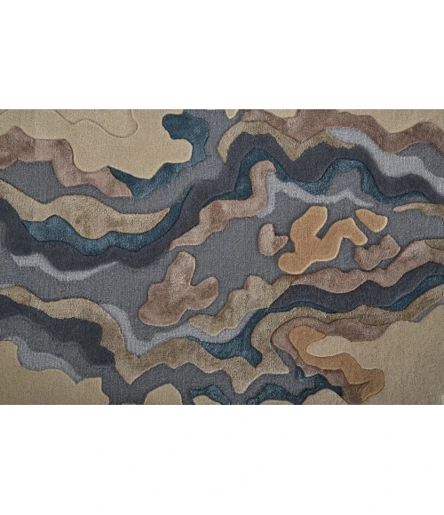 Feizy Serrano Industrial Abstract, Tan/Brown/Blue, 9' x 12' Area Rug