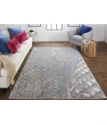 Feizy Azure Industrial Abstract, Blue/Silver/Gray, 12' x 18' Area Rug