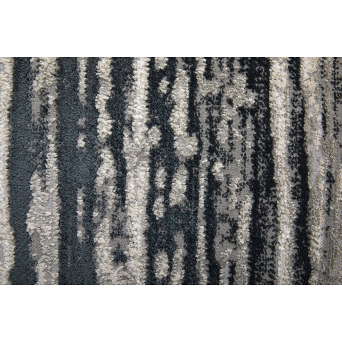 Feizy Micah Scandinavian Diamond, Black/Silver/Taupe, 3'-11" x 6' Accent Rug