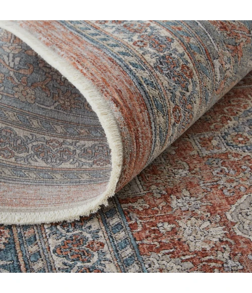 Feizy Marquette Rustic Persian Farmhouse Rug, Rust/Aegean Blue, 5ft x 7ft-2in Area Rug