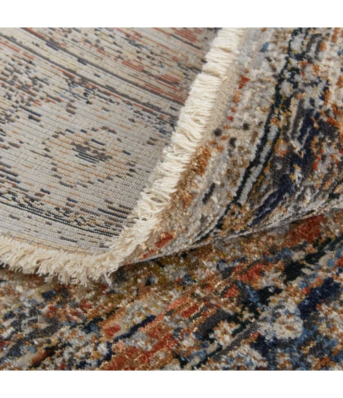 Feizy Kaia Bohemian & Eclectic Medallion, Tan/Orange/Blue, 2'-6" x 10' Runner