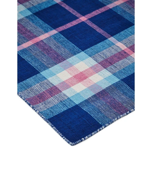 Feizy Crosby Eco-Friendly PET Dhurrie, Bright Blue/Peony Pink, 8ft x 10ft Area Rug