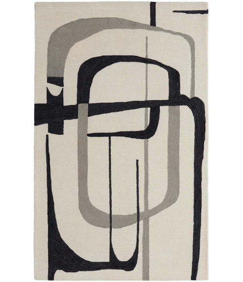 Feizy Maguire Industrial Abstract, Ivory/Gray/Black, 12' x 15' Area Rug