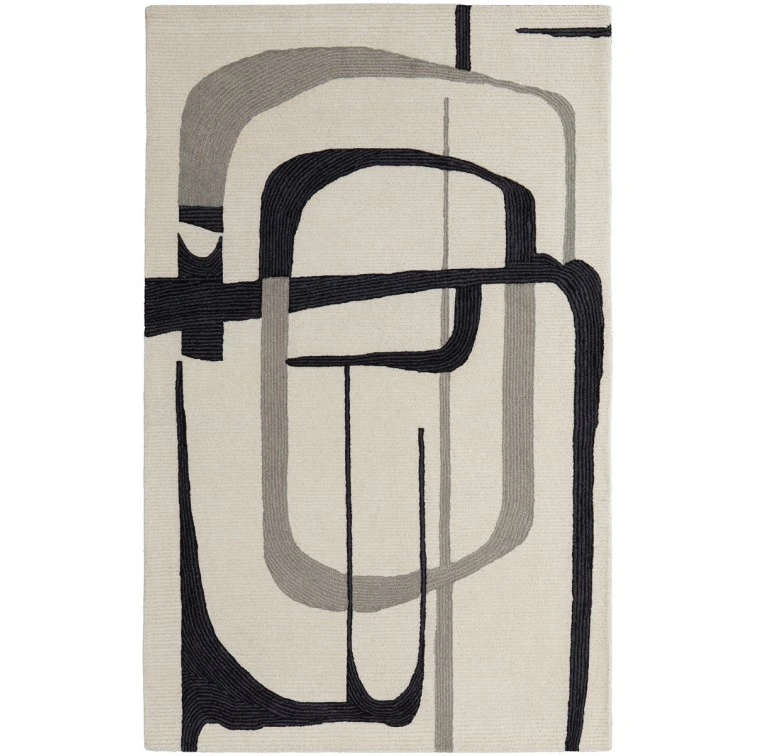 Feizy Maguire Industrial Abstract, Ivory/Gray/Black, 12' x 15' Area Rug