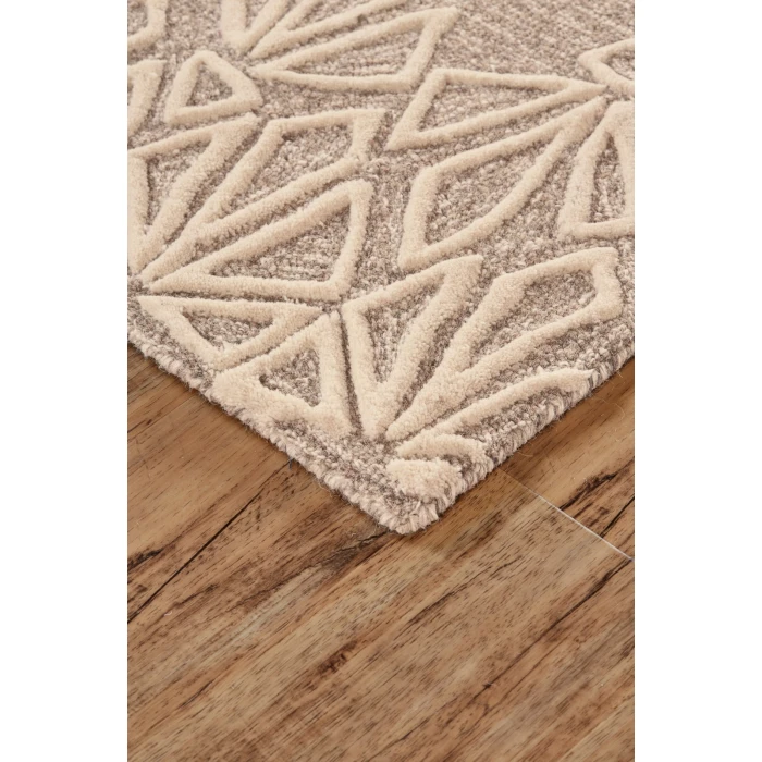 Feizy Enzo Global Geometric, Tan/Ivory, 9'-6" x 13'-6" Area Rug