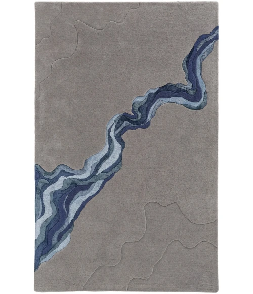 Feizy Serrano Industrial Abstract, Gray/Blue, 9' x 12' Area Rug