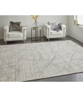 Feizy Whitton Casual Abstract, Ivory/Gray, 9' x 12' Area Rug