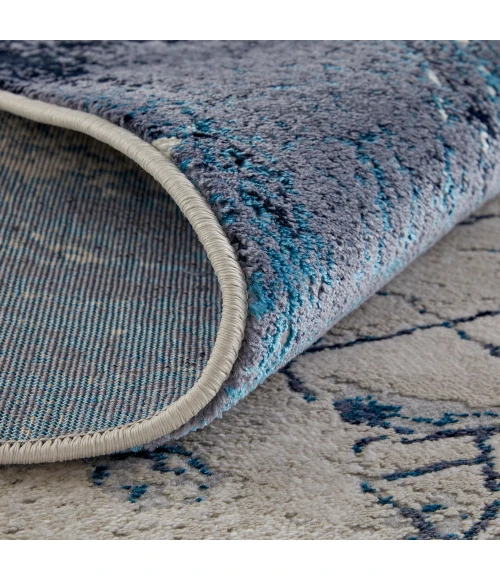 Feizy Indio Industrial Abstract, Ivory/Blue/Black, 2'-10" x 7'-10" Runner