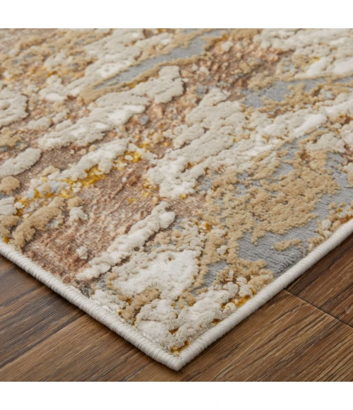 Feizy Aura Casual Abstract, Ivory/Gold/Brown, 1'-8" x 2'-10" Accent Rug
