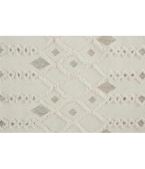 Feizy Anica Moroccan Wool Rug w/Ornamental Diamonds, Ivory/Tan, 2ft x 3ft Accent Rug