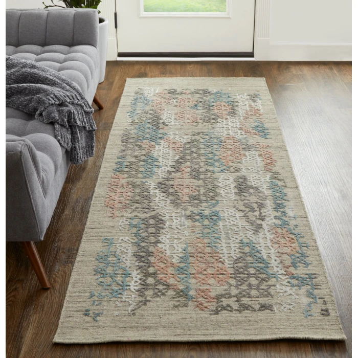 Feizy Elias Casual Abstract, Pink/Blue/Taupe, 2'-9" x 10' Runner
