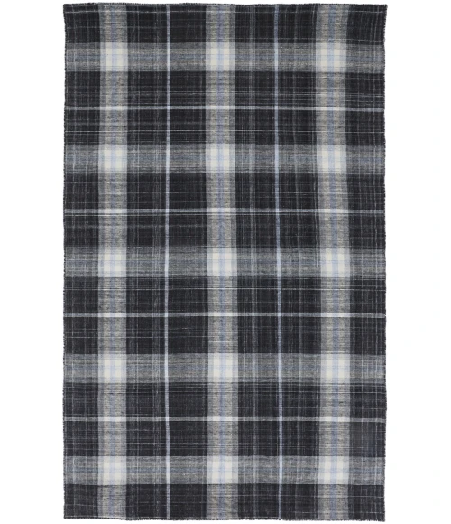 Feizy Jemma Rustic Plaid, Black/White/Blue, 4' x 6' Accent Rug
