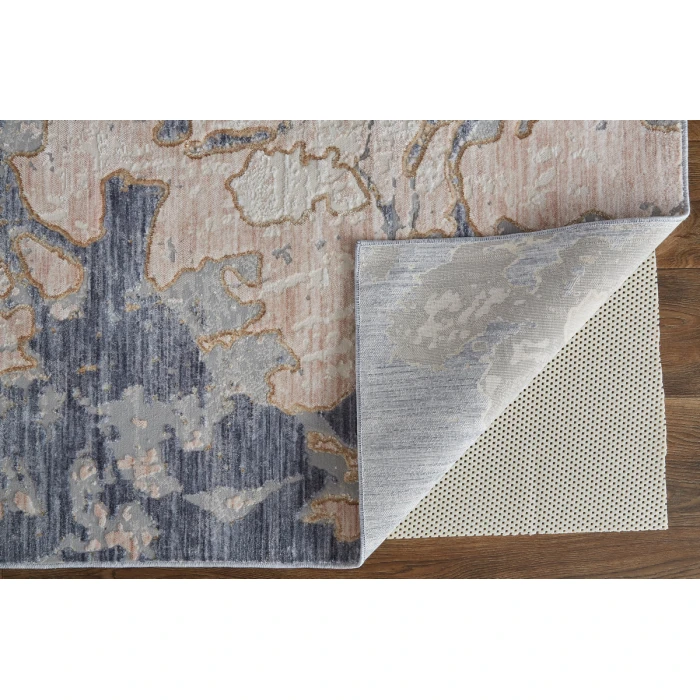 Feizy Laina Casual Abstract, Tan/Blue, 3' x 12' Runner