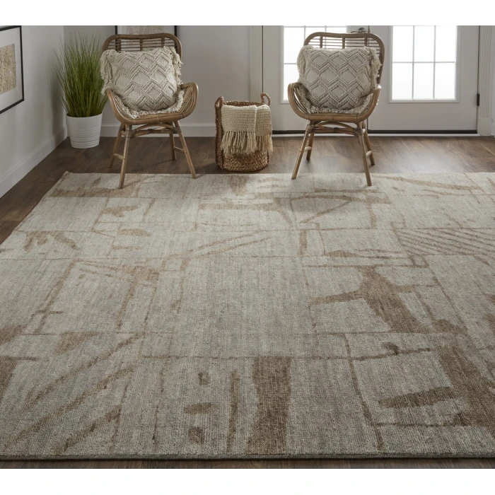 Feizy Sutton Tan/Orange T05T6003 9ft.6in. x 13ft.6in. Rect. Rug