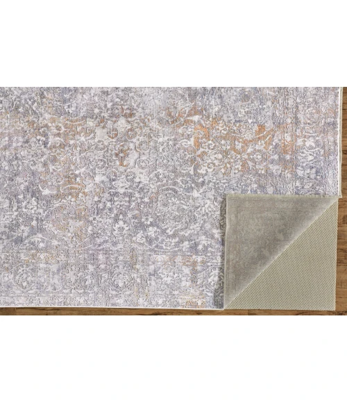 Feizy Cecily Luxury & Glam Distressed, Gray/Orange/Purple, 8' x 8' Square Square Rug