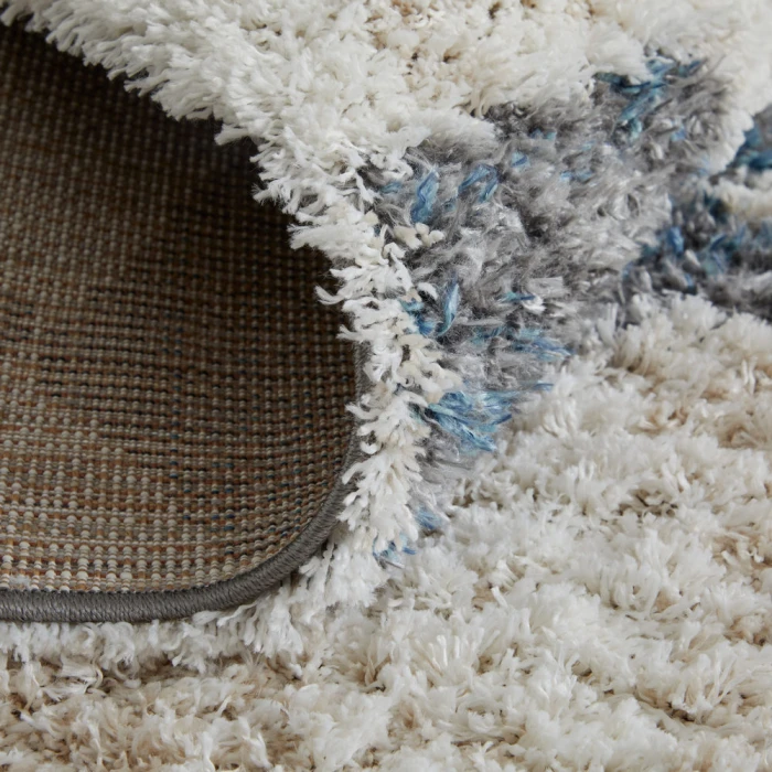 Feizy Mynka Bohemian & Eclectic Diamond, Ivory/Gray/Blue, 2'-6" x 8' Runner