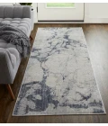 Feizy Laina Casual Abstract, Ivory/Blue, 3' x 8' Runner
