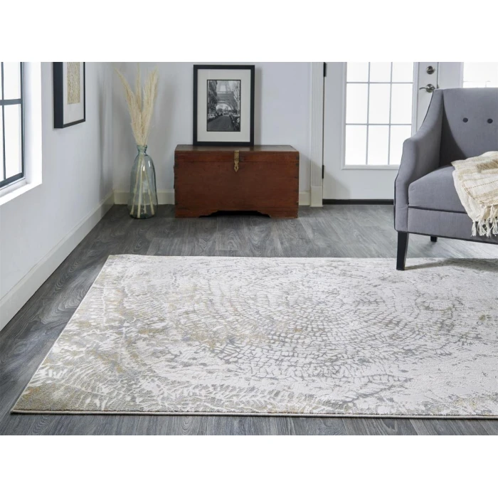 Feizy Parker SILVER/IVORY PRK3702F 9 ft. X 12 ft. Rectangle Rug