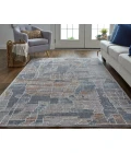 Feizy Francisco Southwestern Graphic Rug, Blue/Orange, 12' x 15' Area Rug
