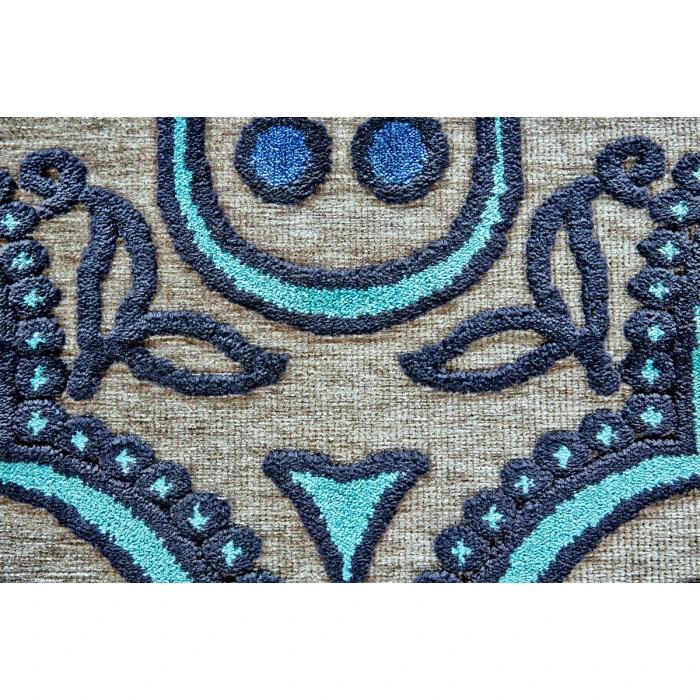 Feizy Saphir Callo Bohemian & Eclectic Damask, Tan/Taupe/Blue, 7'-6" x 10'-6" Area Rug